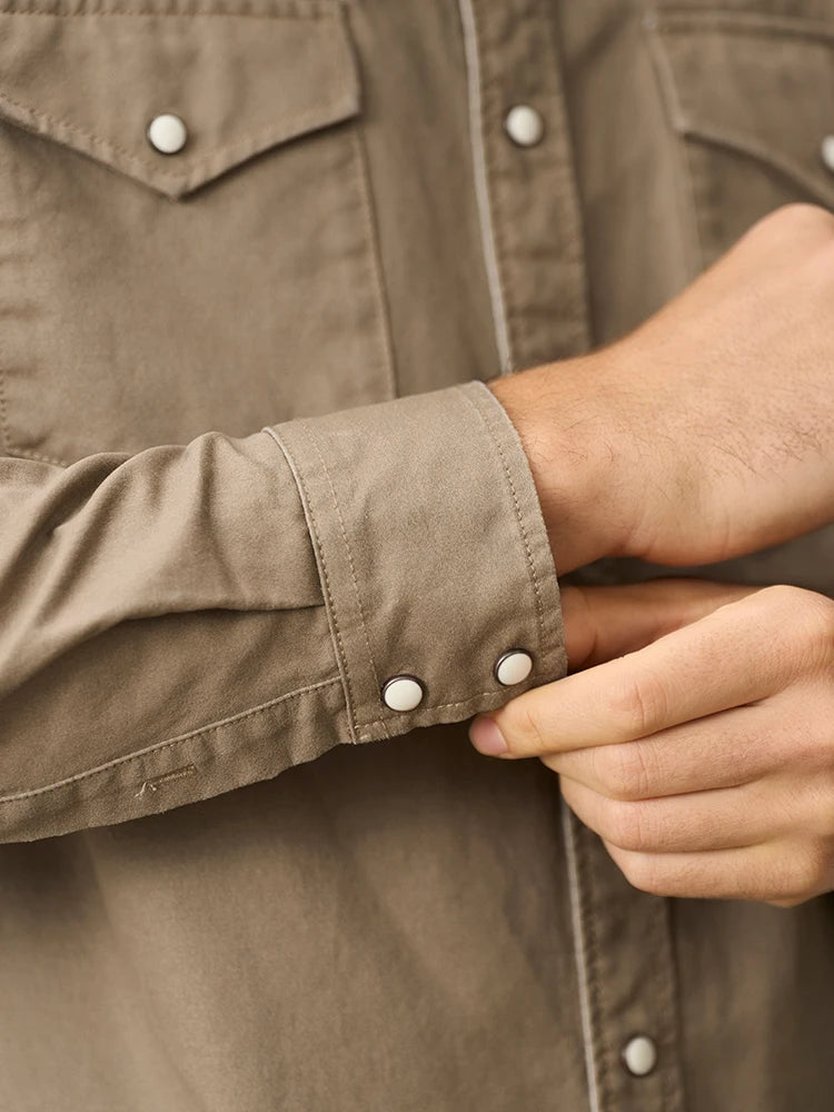 Wax Enzyme Washed Western Shirt