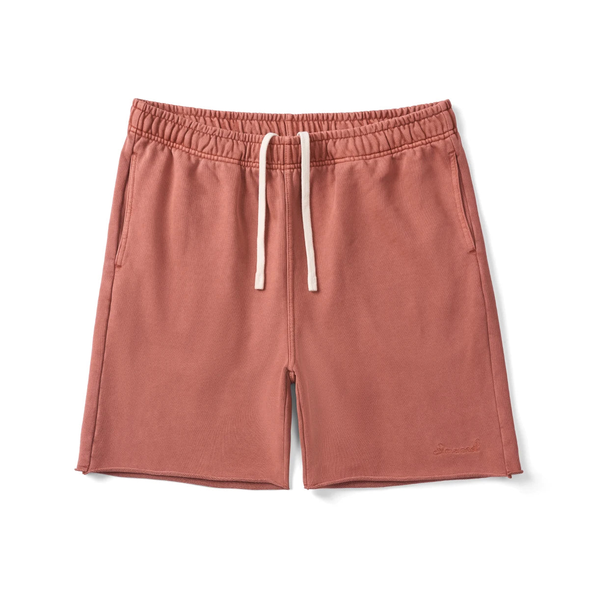 Dark Washed Raw Hem Sweat Shorts
