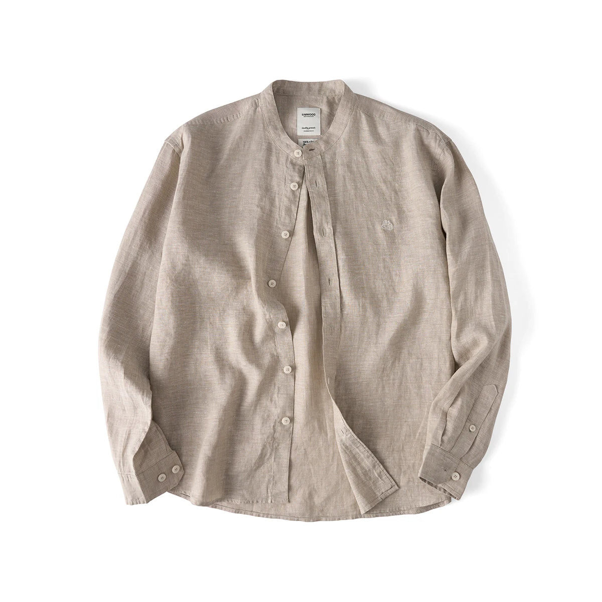 Natural Linen Stand Collar Beach Shirt
