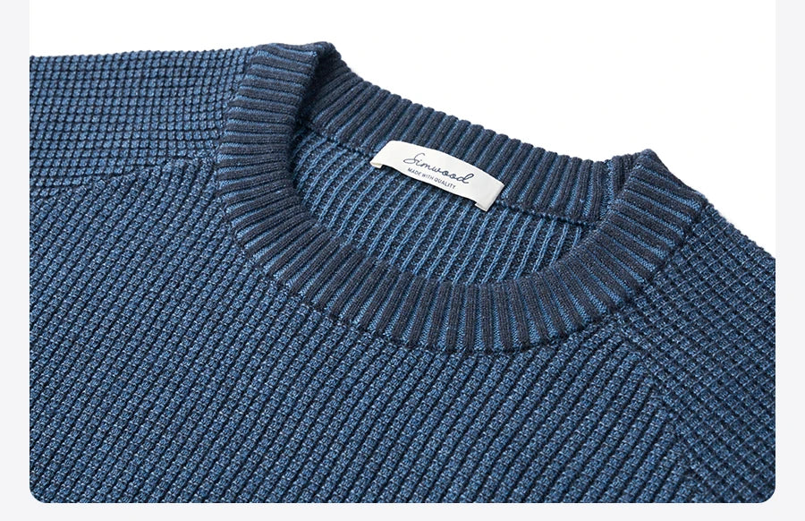 Waffle Textured Crewneck Sweater