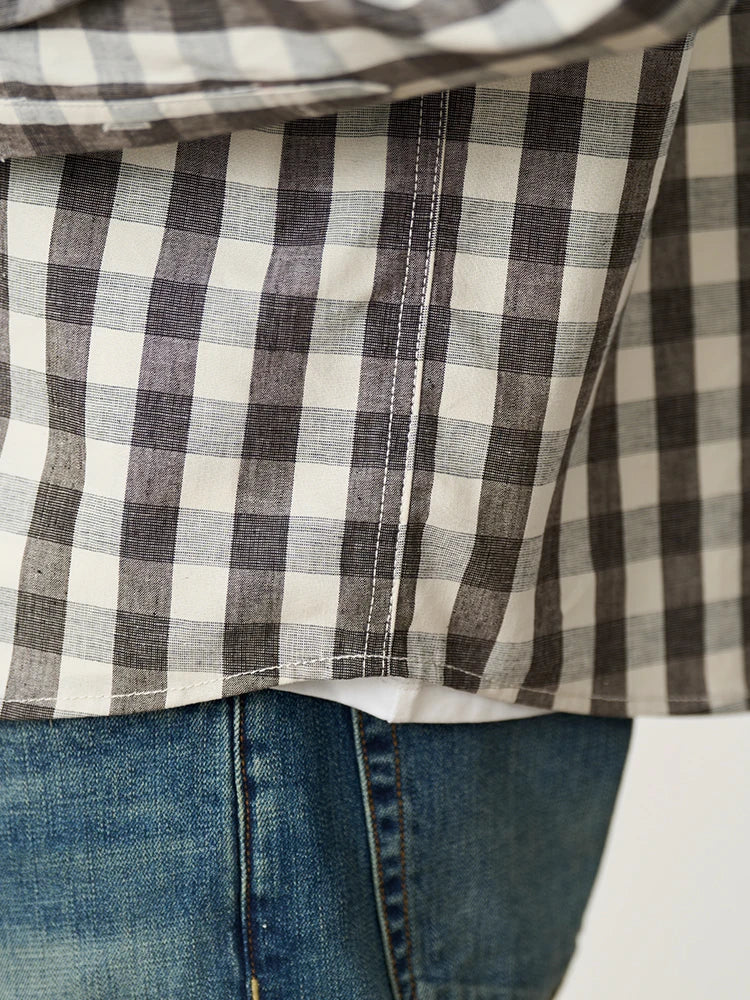 Linen Cotton Plaid Casual Shirt