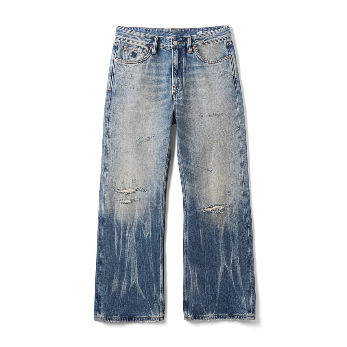 Vintage Washed Distressed Wide Leg Jeans