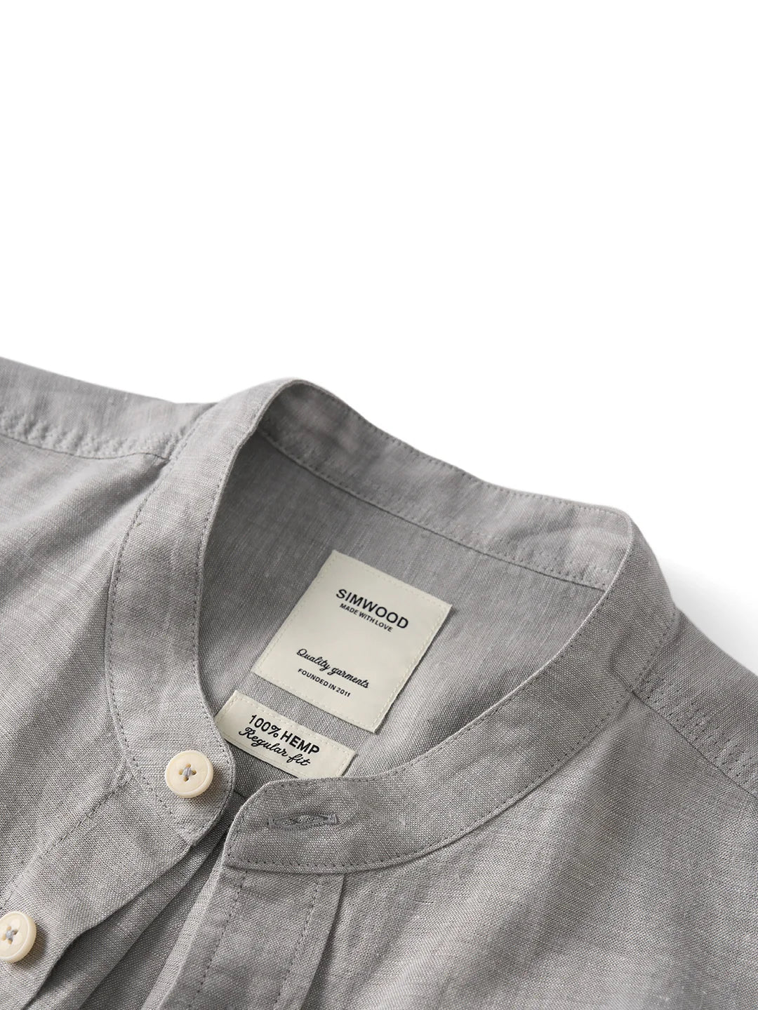 Natural Linen Stand Collar Beach Shirt