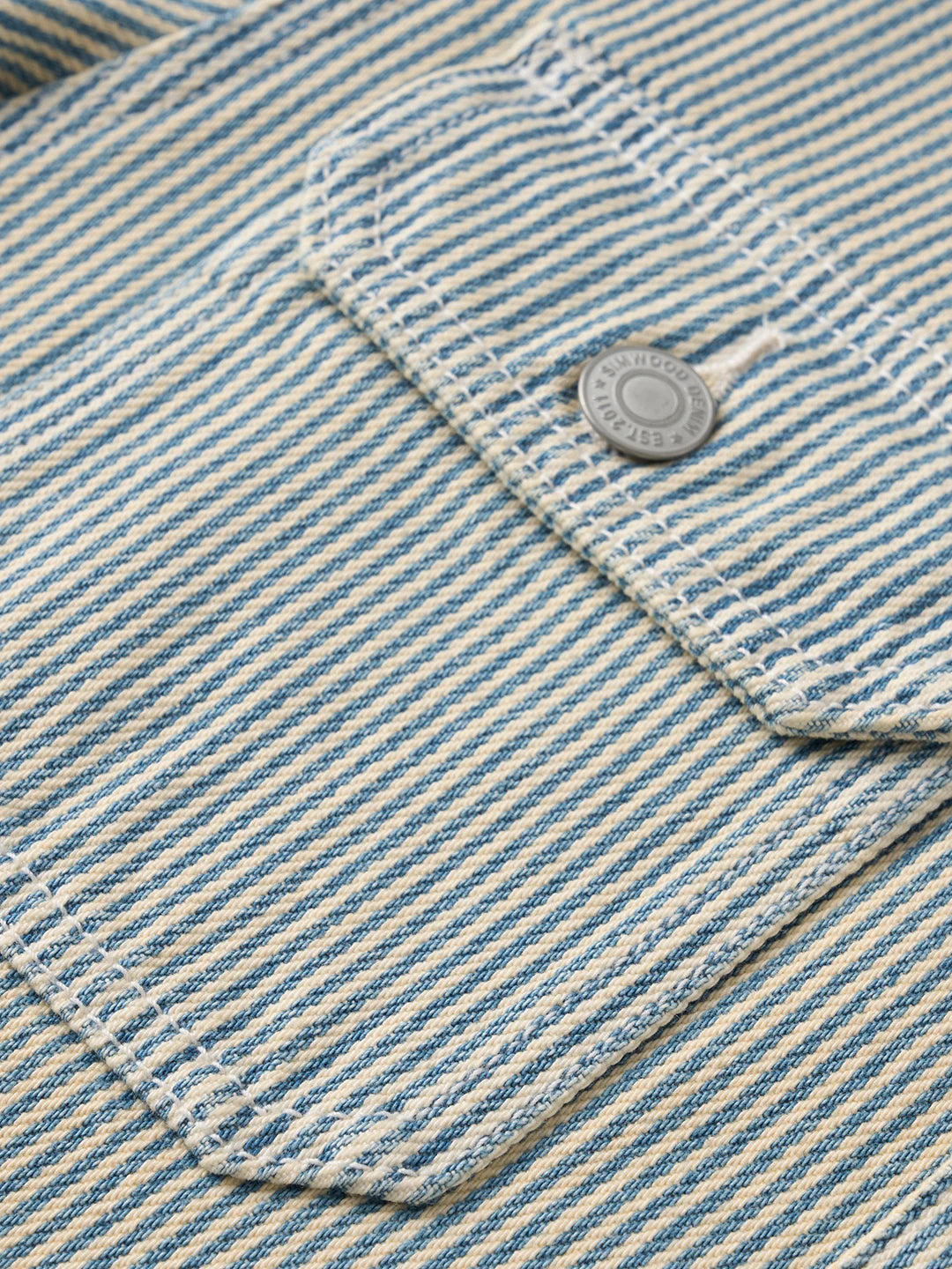 Washed Striped Denim Workwear Jacket