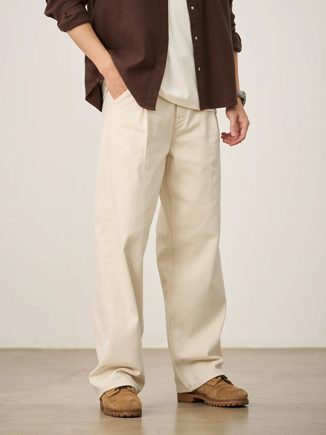 Vintage Washed Brushed Lined Baggy Jeans