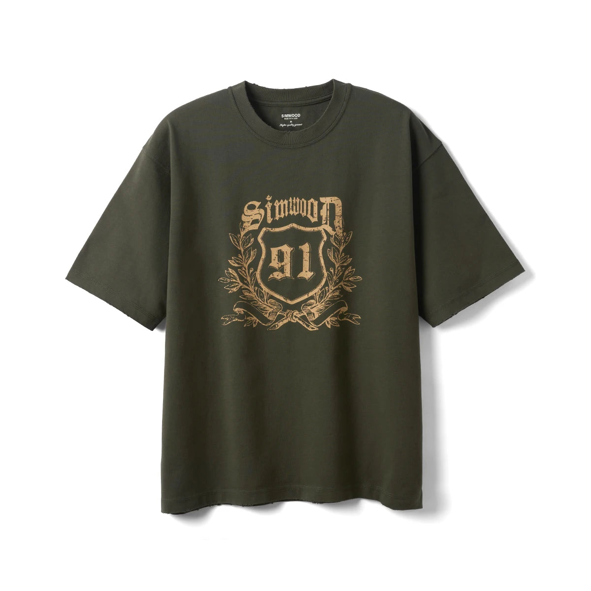 Vintage Letter Print Raw Hem T-Shirt