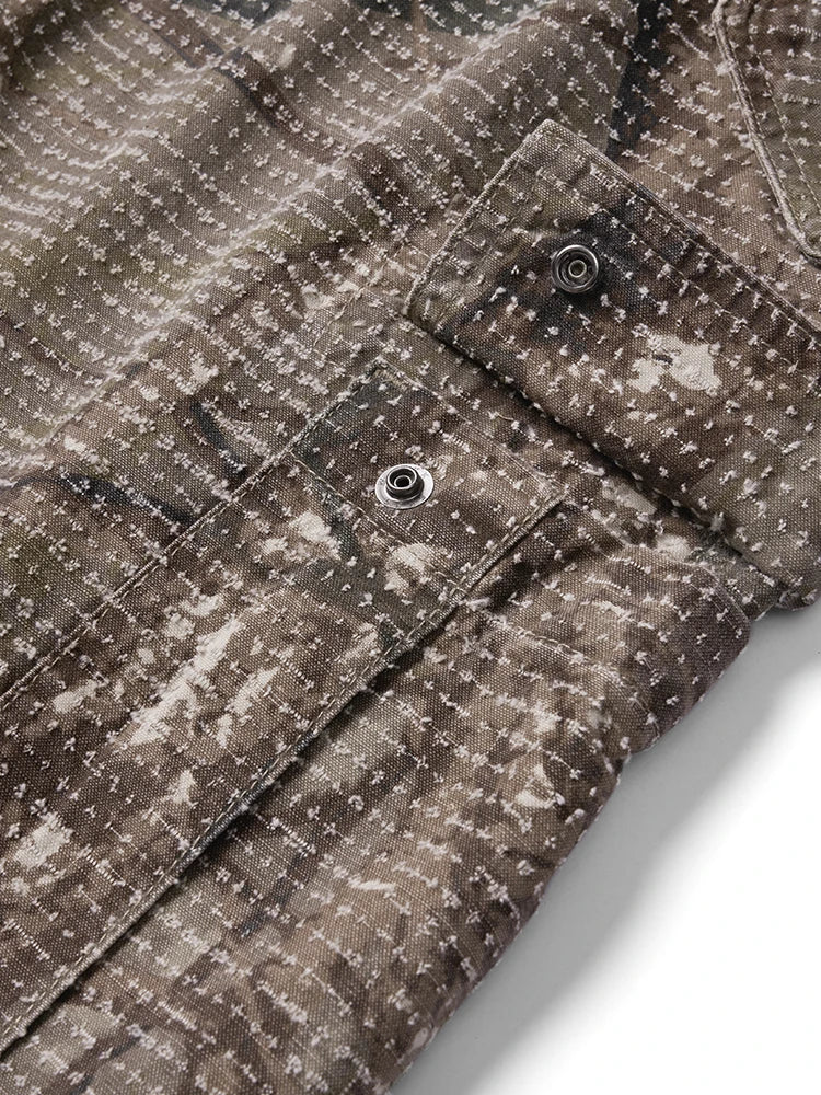 Vintage Ripped Camouflage Cargo Shorts
