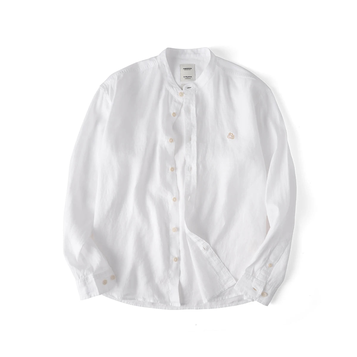 Natural Linen Stand Collar Beach Shirt