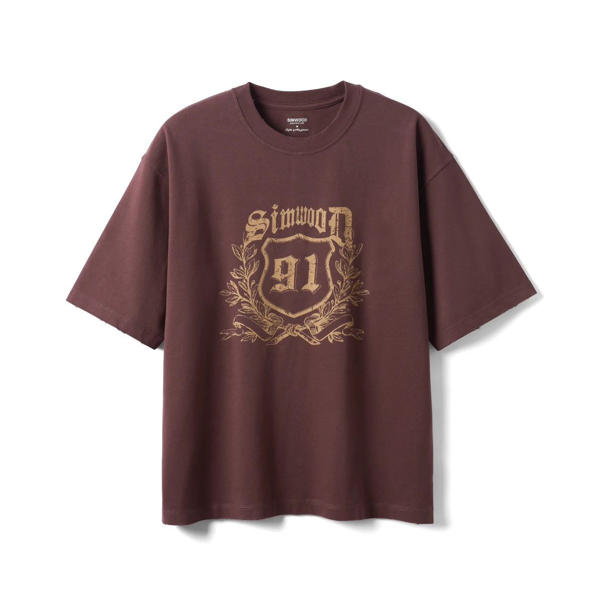 Vintage Letter Print Raw Hem T-Shirt