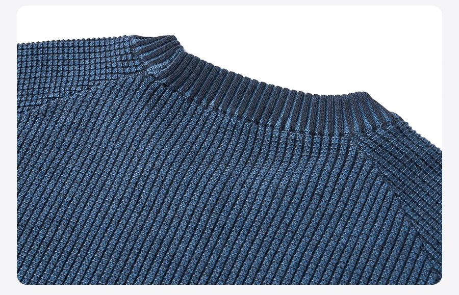 Waffle Textured Crewneck Sweater
