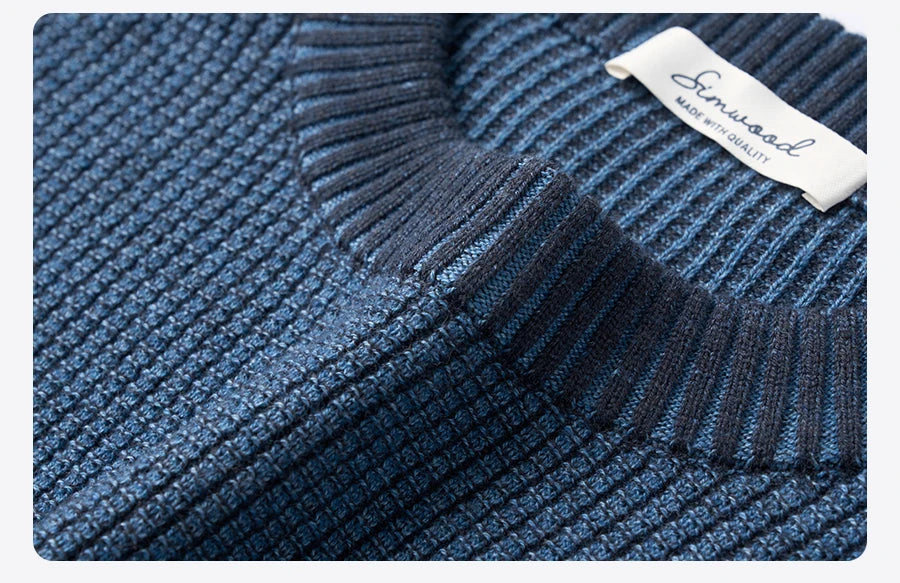 Waffle Textured Crewneck Sweater