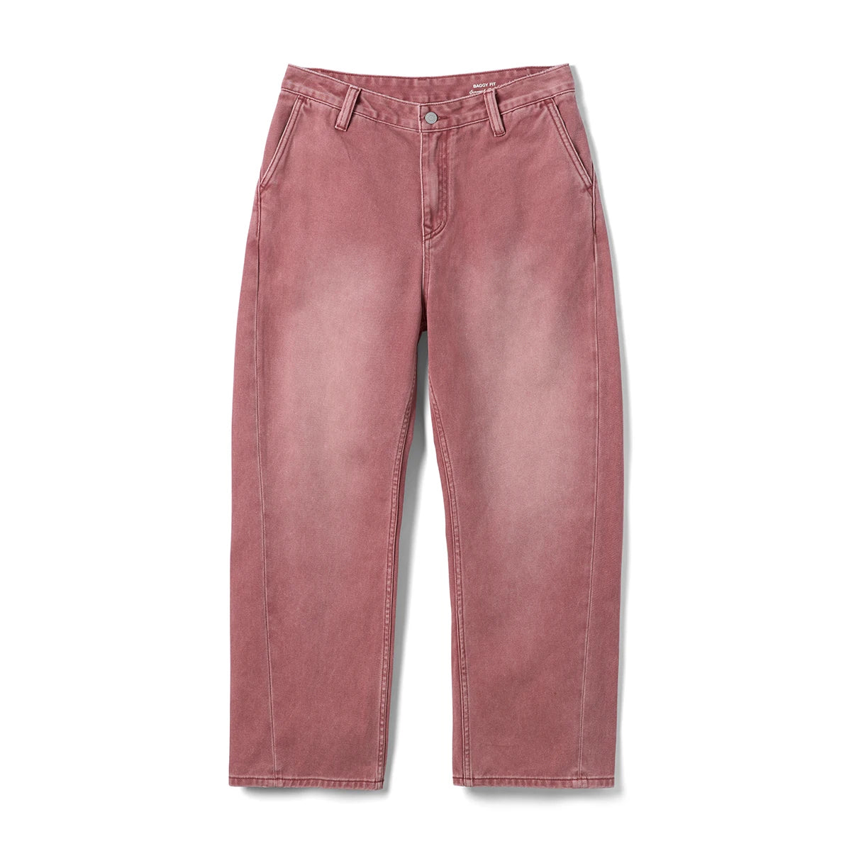 Curved Wide Leg Twill Denim Jeans