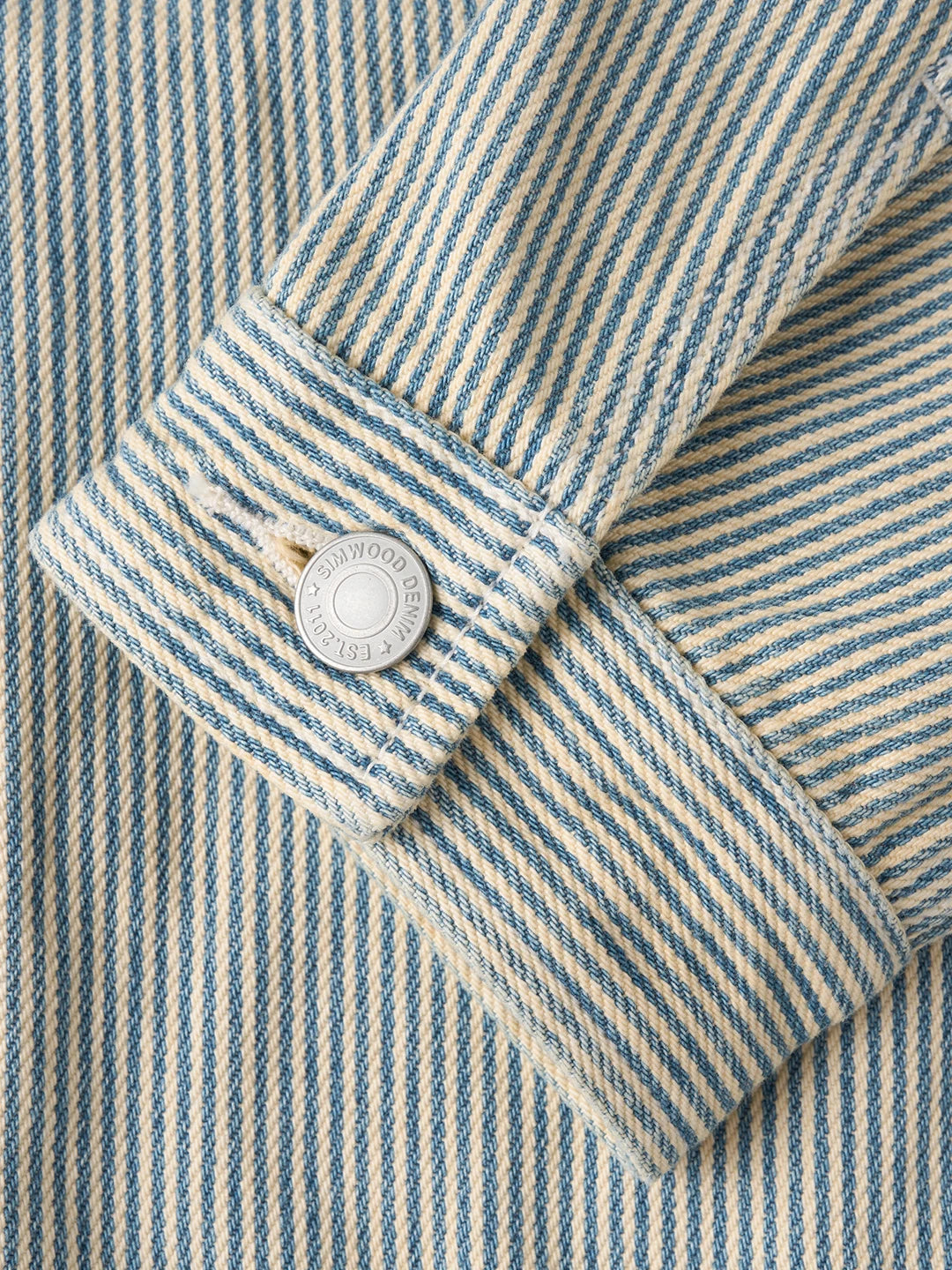 Washed Striped Denim Workwear Jacket