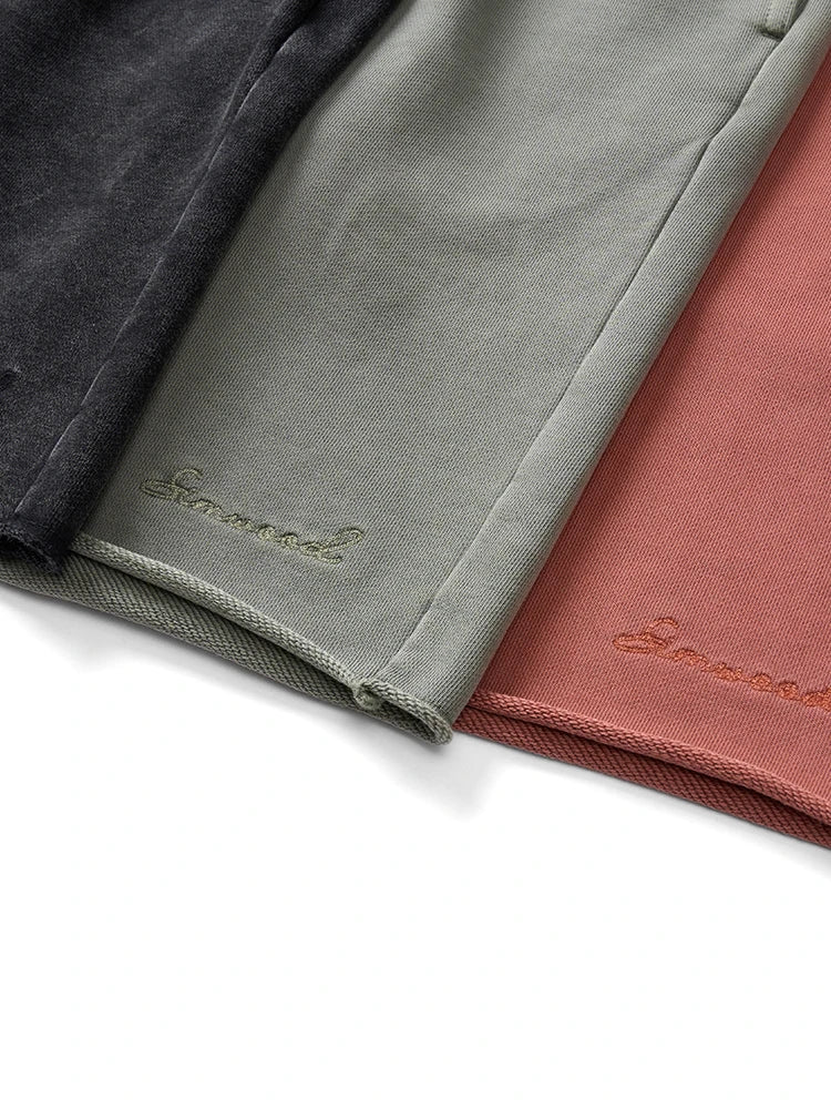 Dark Washed Raw Hem Sweat Shorts