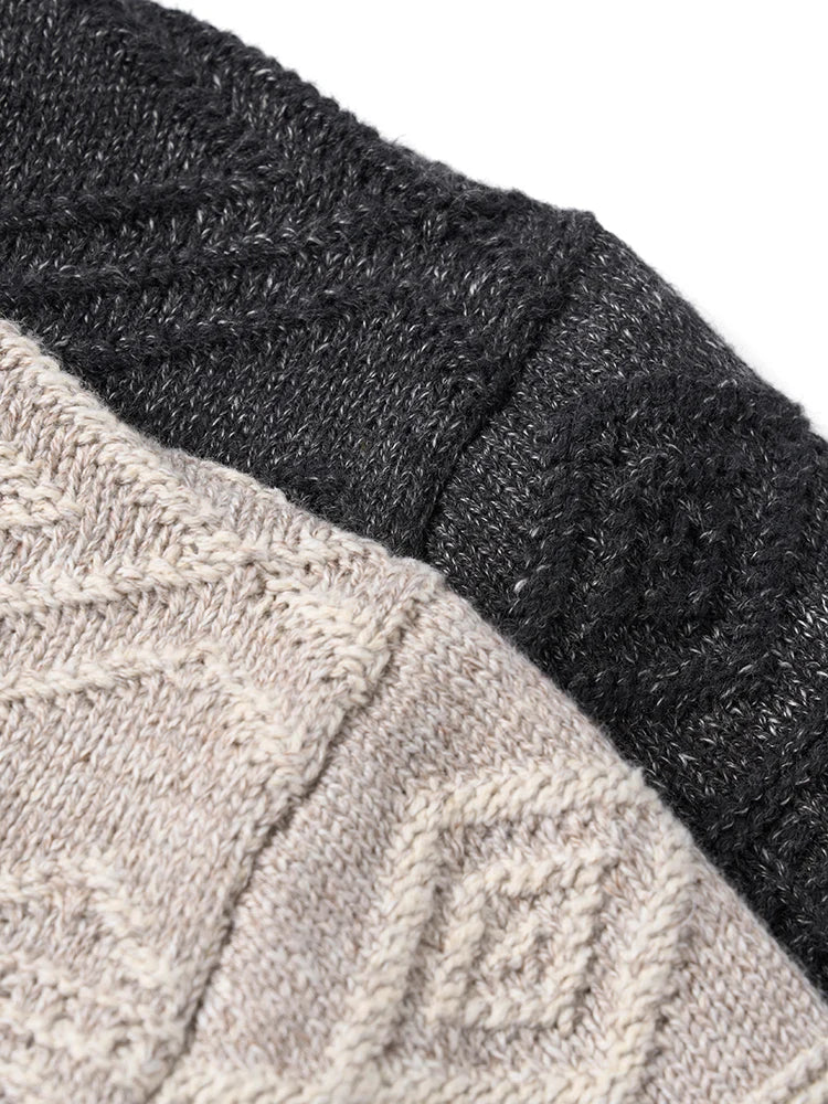 7-Gauge Jacquard Shawl Collar Cardigan