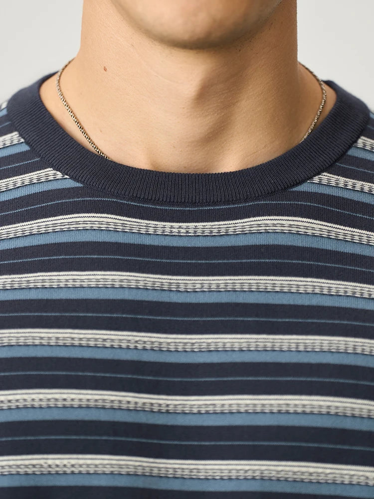 14-Gauge Jacquard Contrast Striped Knit T-Shirt