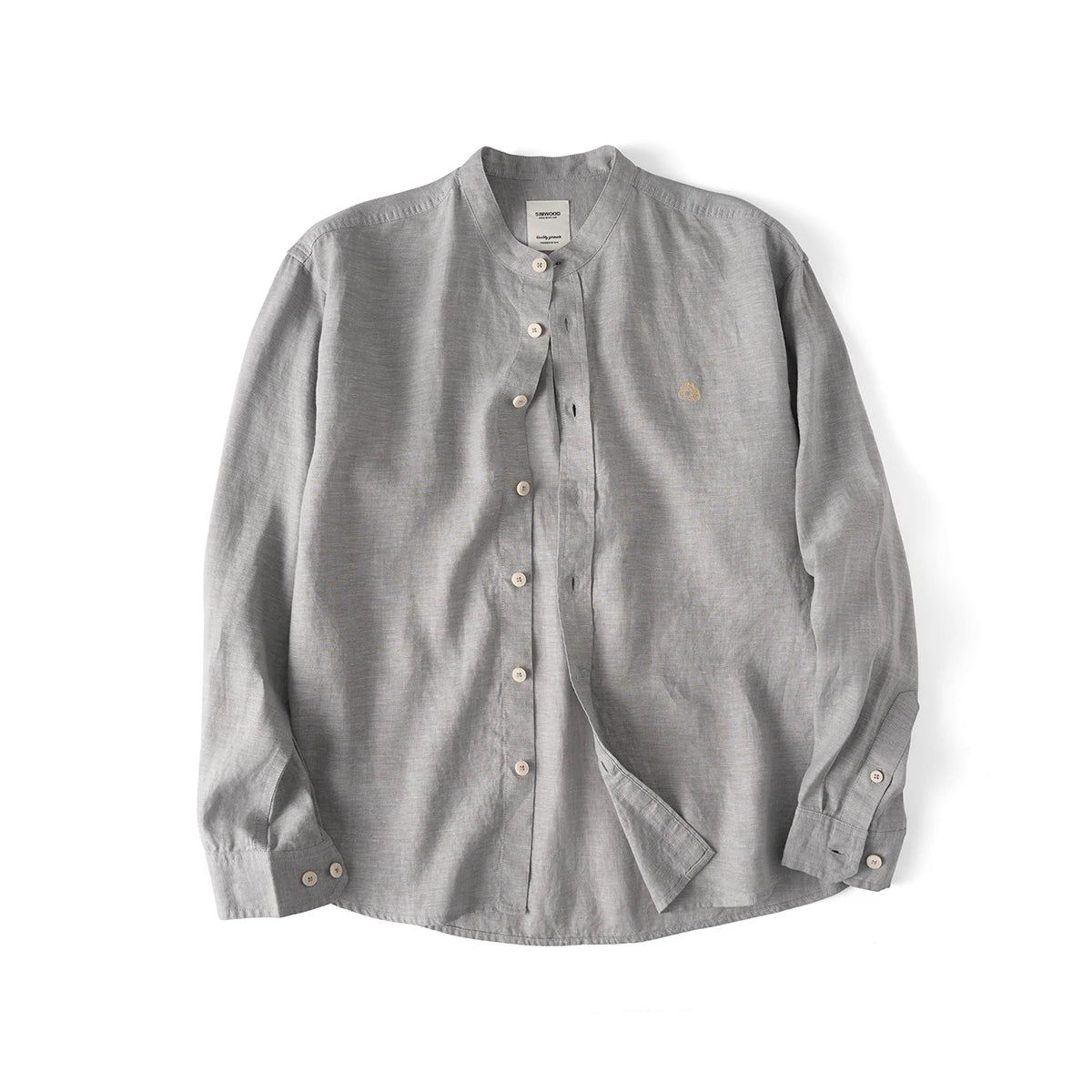 Natural Linen Stand Collar Beach Shirt