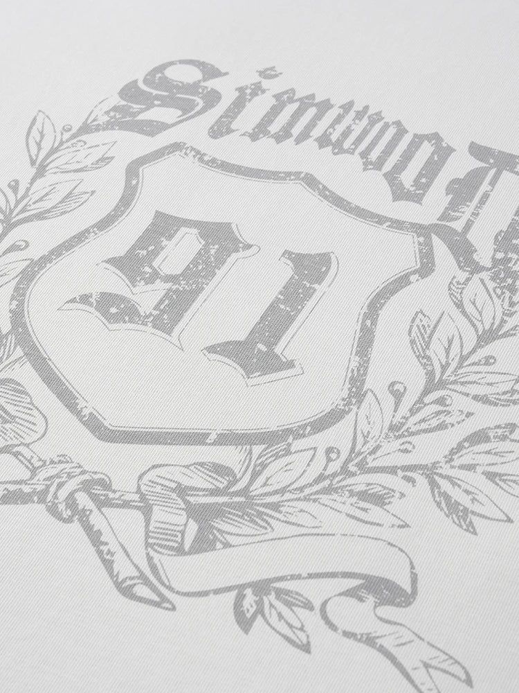 Vintage Letter Print Raw Hem T-Shirt