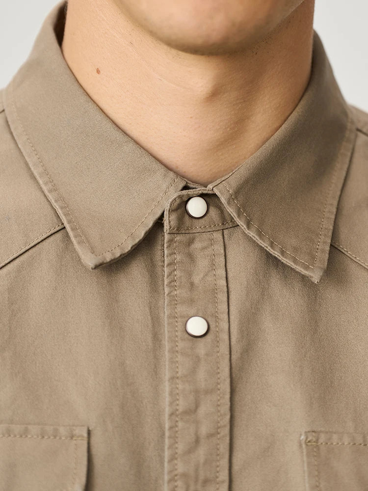 Wax Enzyme Washed Western Shirt