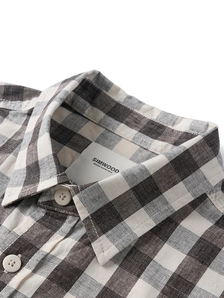 Linen Cotton Plaid Casual Shirt