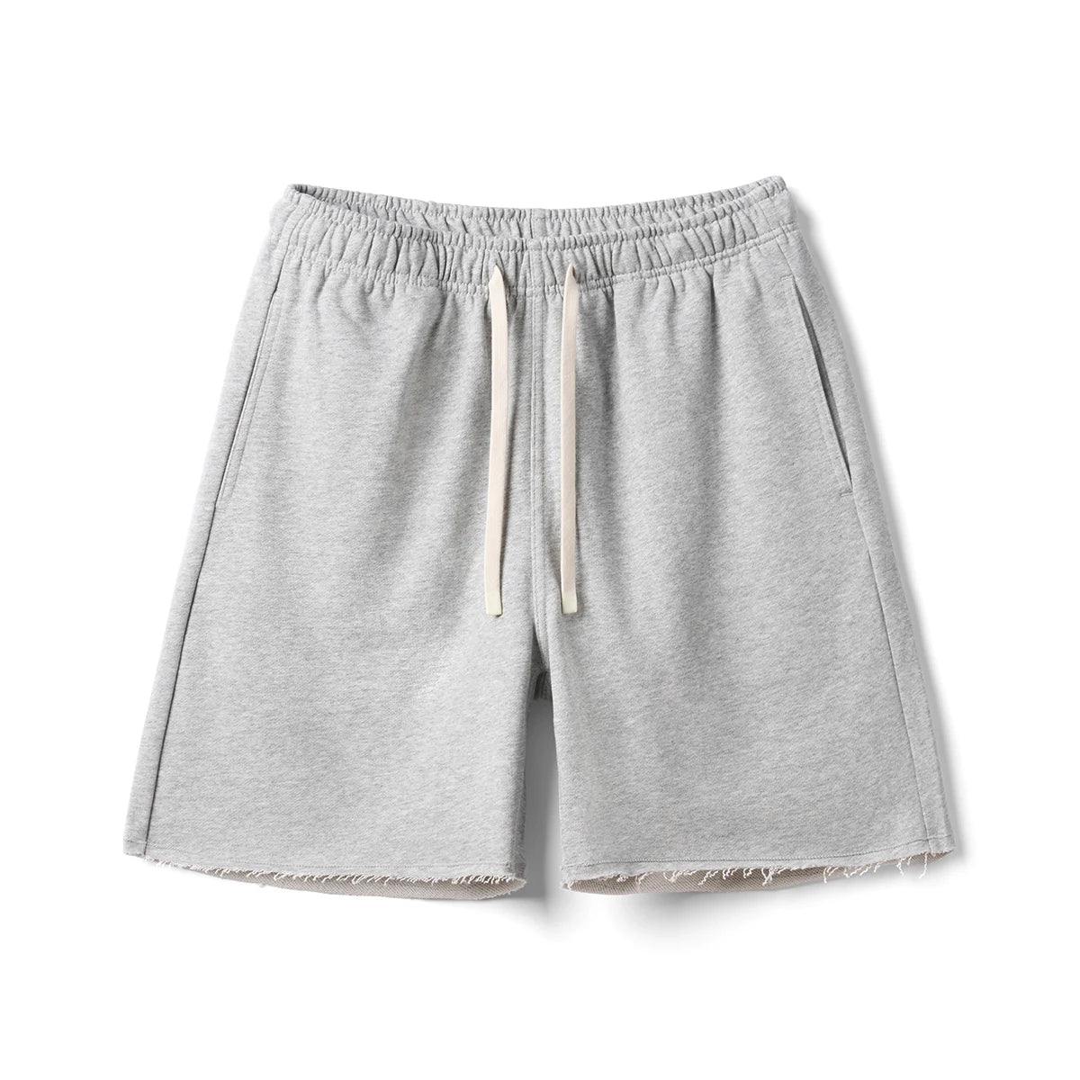 Raw Hem Drawstring Athletic Shorts