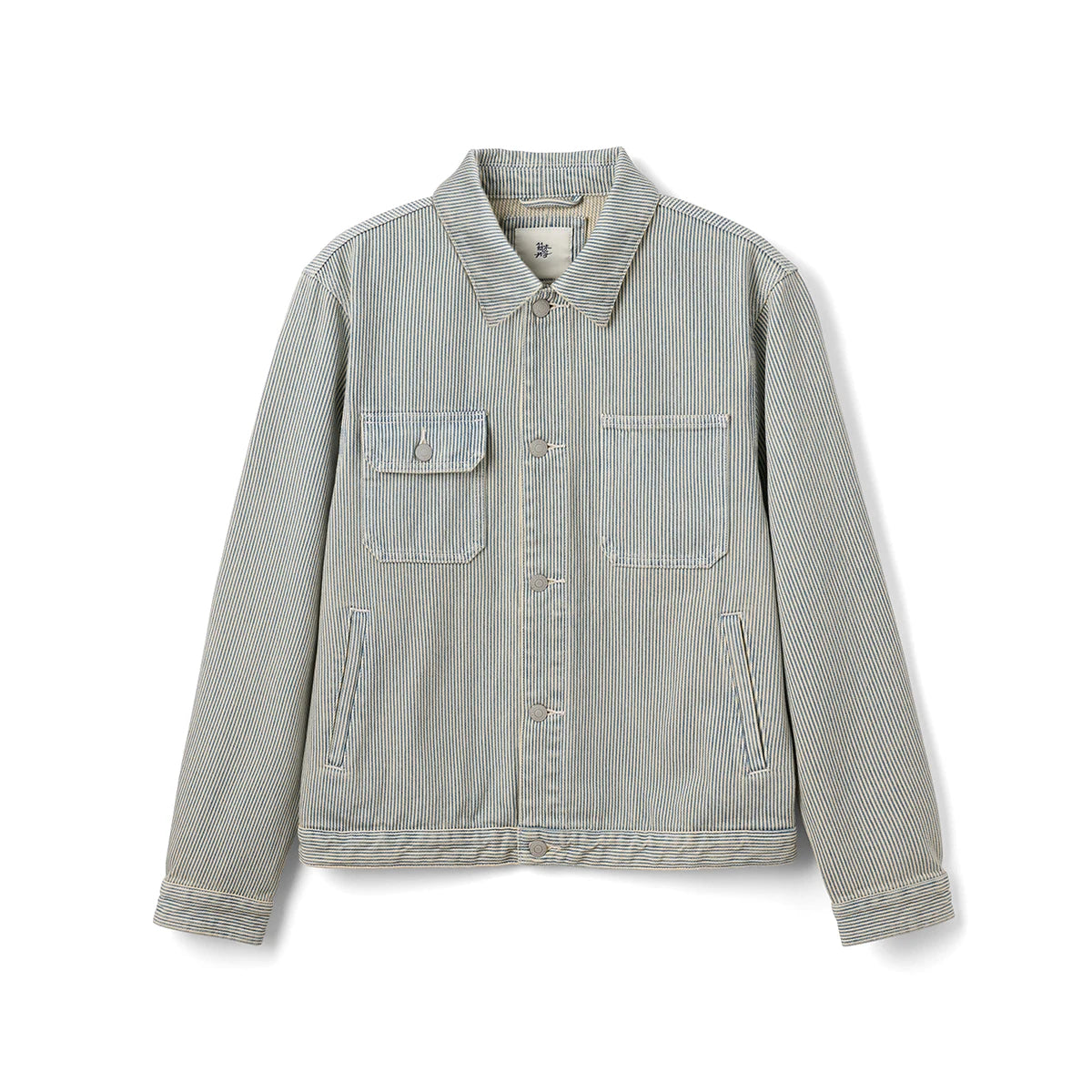 Washed Striped Denim Workwear Jacket