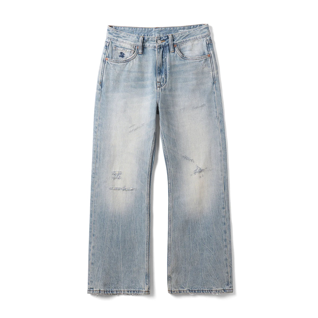Vintage Washed Distressed Wide Leg Jeans