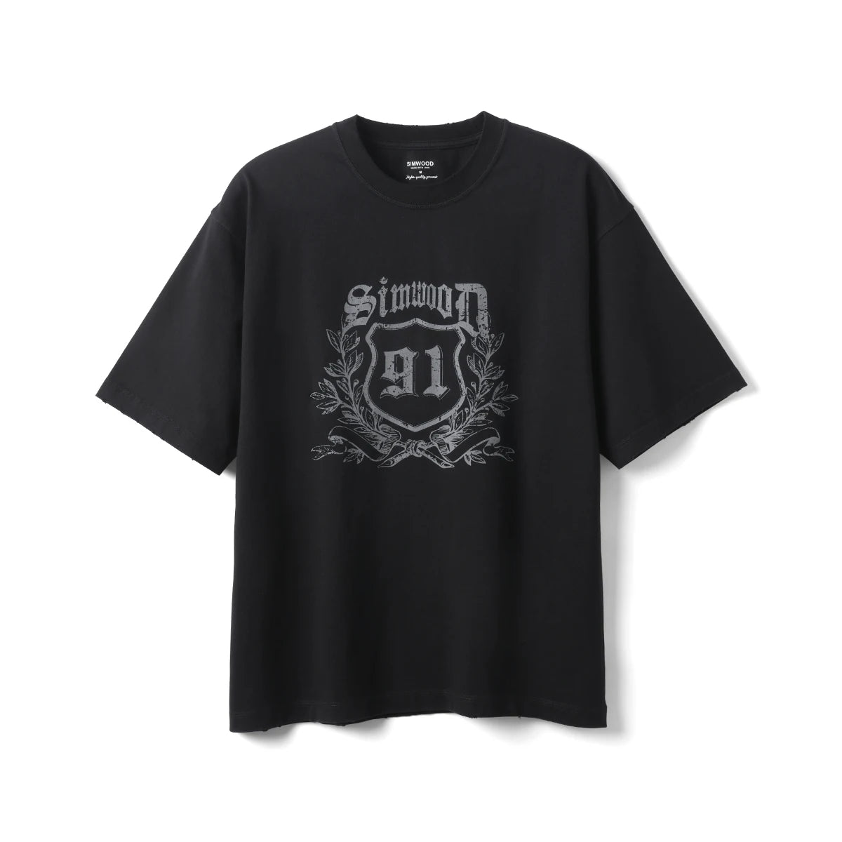 Vintage Letter Print Raw Hem T-Shirt