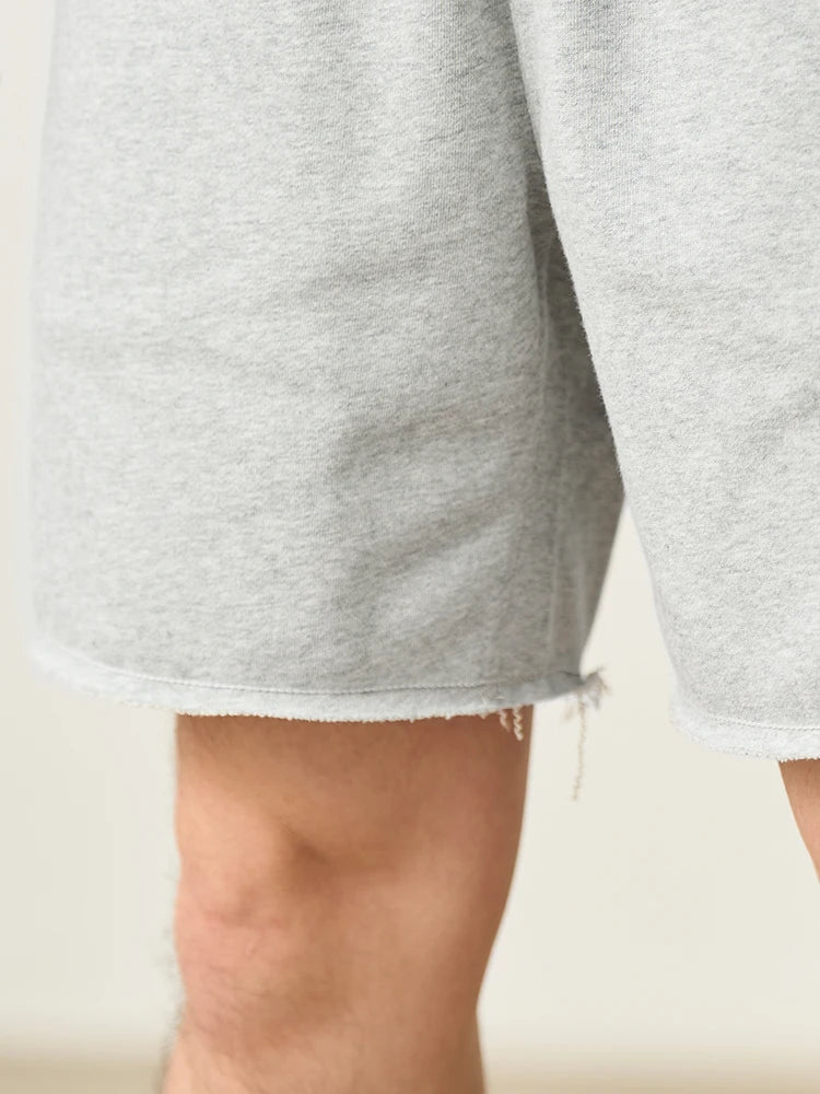 Raw Hem Drawstring Athletic Shorts