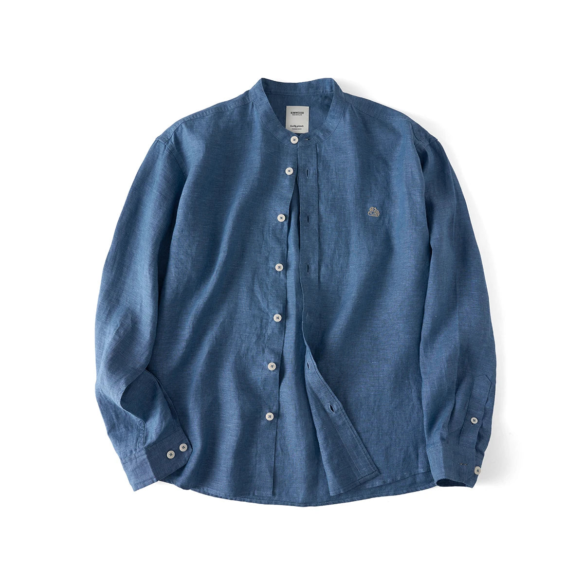 Natural Linen Stand Collar Beach Shirt