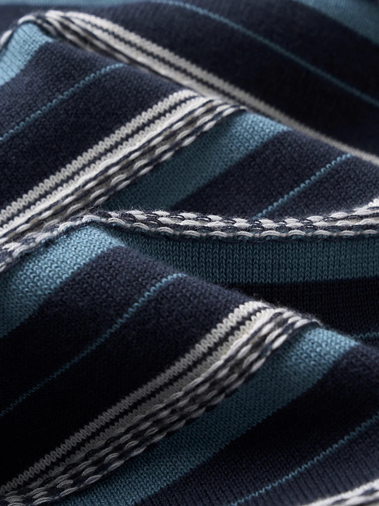 14-Gauge Jacquard Contrast Striped Knit T-Shirt