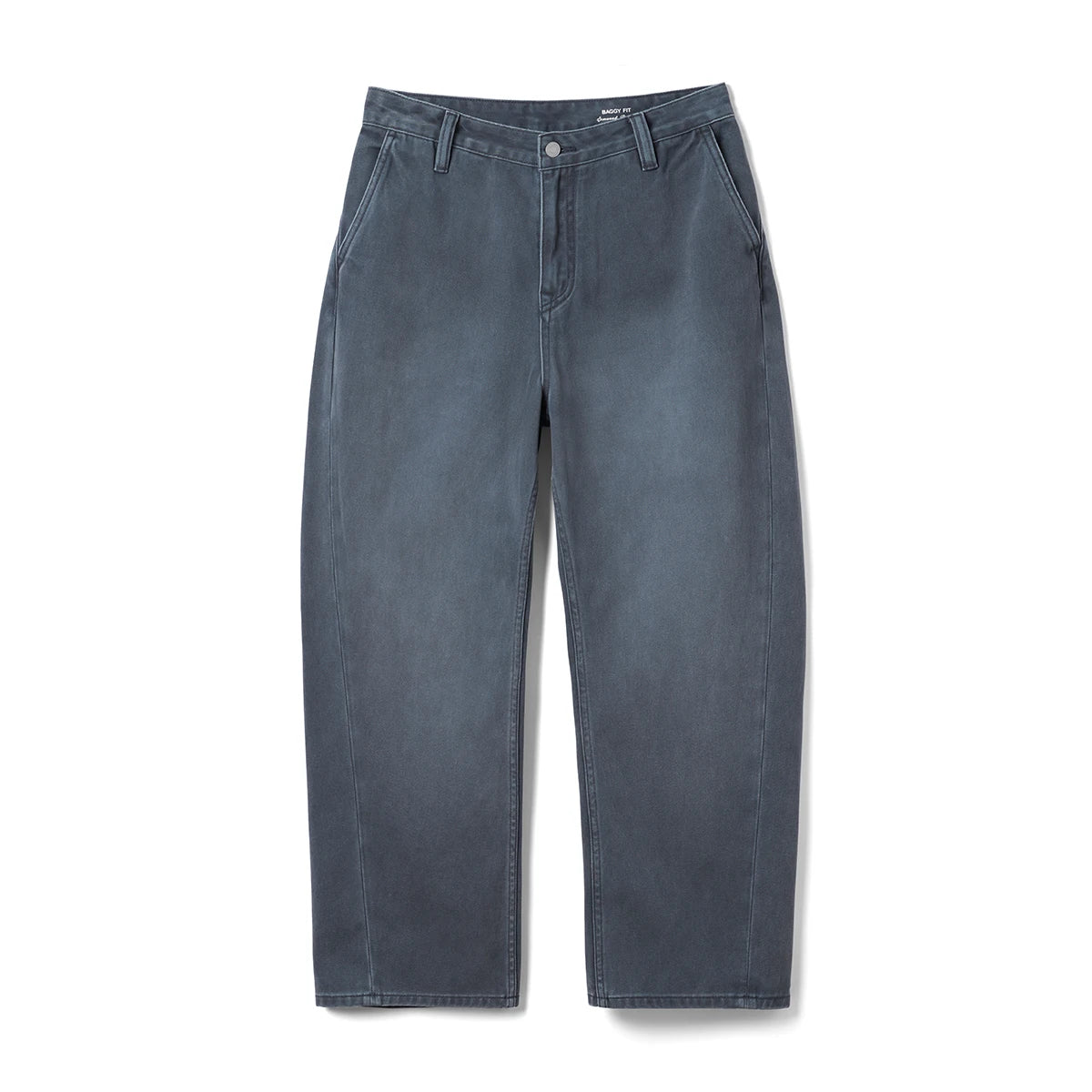 Curved Wide Leg Twill Denim Jeans