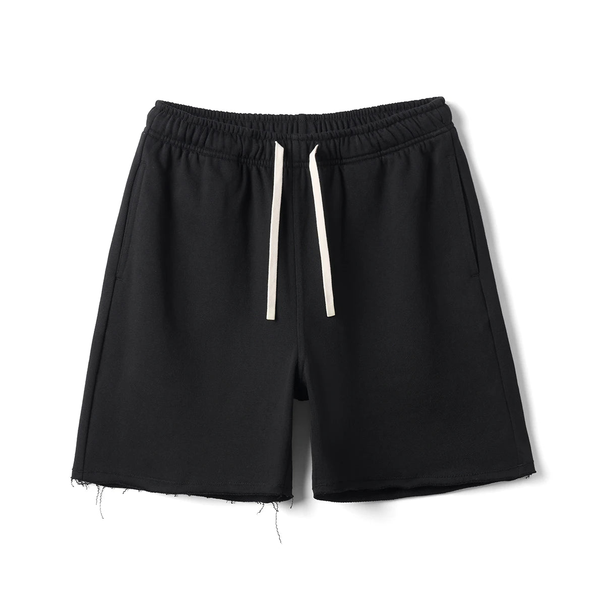 Raw Hem Drawstring Athletic Shorts