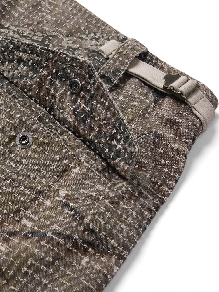 Vintage Ripped Camouflage Cargo Shorts