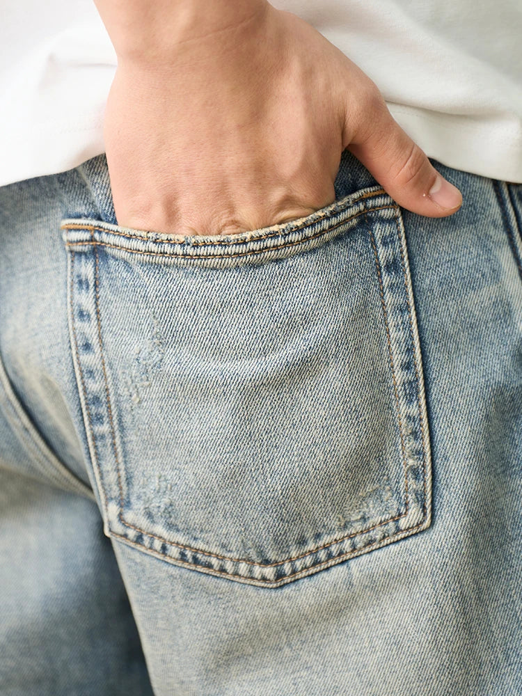 Vintage Washed Distressed Wide Leg Jeans