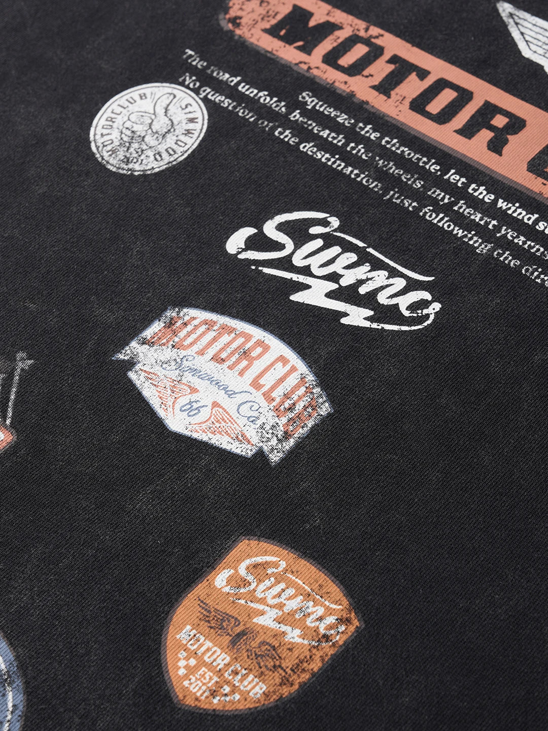 Washed Vintage Motorcycle Print T-Shirt