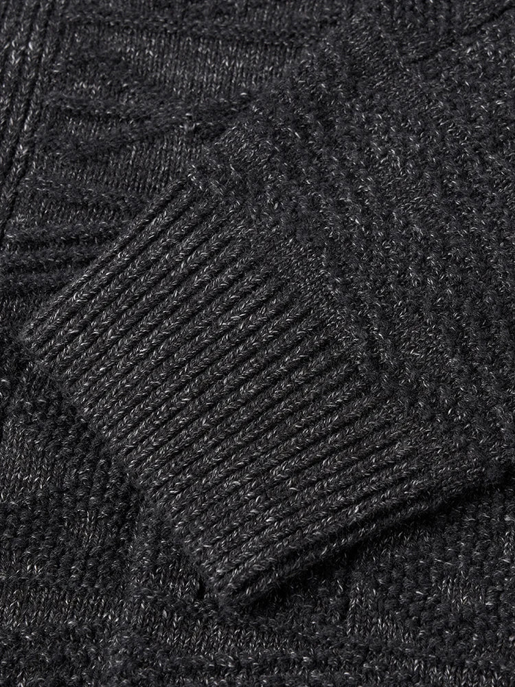 7-Gauge Jacquard Shawl Collar Cardigan