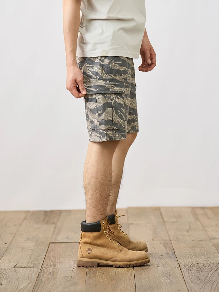 Vintage Washed Camouflage Cargo Shorts