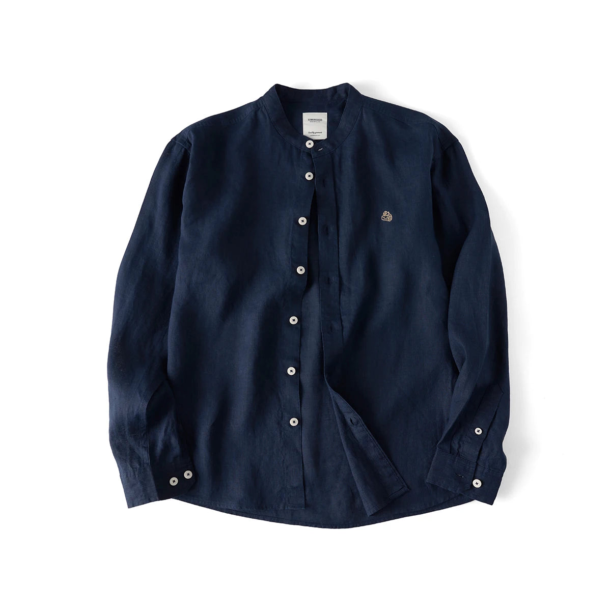 Natural Linen Stand Collar Beach Shirt